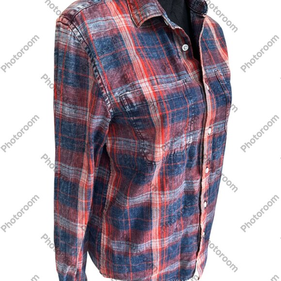 Zip Code 1992 Small Red & Blue Plaid Button Down Long Sleeve Shirt - Picture 2 of 6